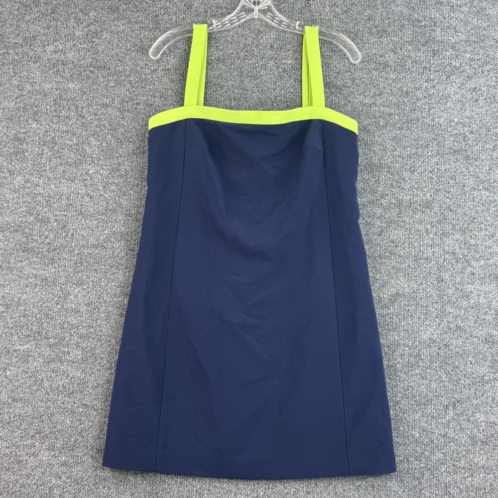 Polo Ralph Lauren Dress Womens 6 Navy Neon Yellow Wimbledon Sleeveless Sheath